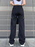 Cargo Large Pocket Hollow Cut Straight Pants